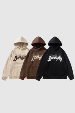 Style Core Aesthetics, New Style Trends Embroidered Alphabet Loose Hoodie