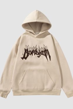 Style Core Aesthetics, New Style Trends Embroidered Alphabet Loose Hoodie