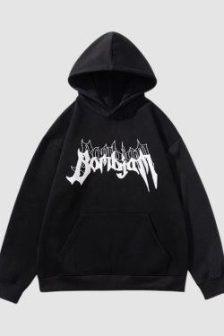 Style Core Aesthetics, New Style Trends Embroidered Alphabet Loose Hoodie