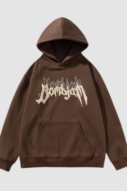 Style Core Aesthetics, New Style Trends Embroidered Alphabet Loose Hoodie