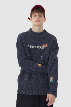Style Core Aesthetics, New Style Trends Embroidered Bear Sweater
