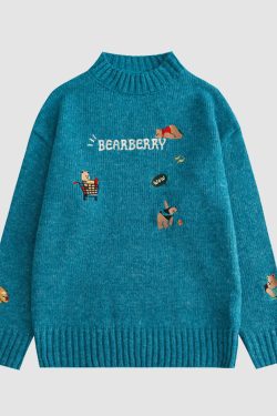 Style Core Aesthetics, New Style Trends Embroidered Bear Sweater