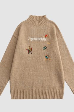 Style Core Aesthetics, New Style Trends Embroidered Bear Sweater