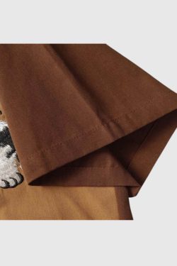 Style Core Aesthetics, New Style Trends Embroidered Cat Cotton Shirt