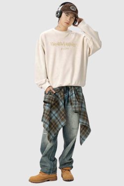 Style Core Aesthetics, New Style Trends Embroidered Oversized Sweatshirt