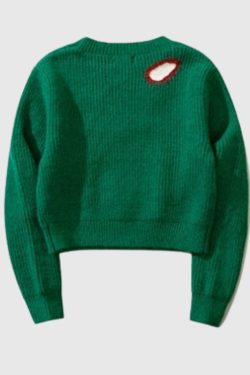 Style Core Aesthetics, New Style Trends Embroidered Patchwork Cute Short Knit Sweater