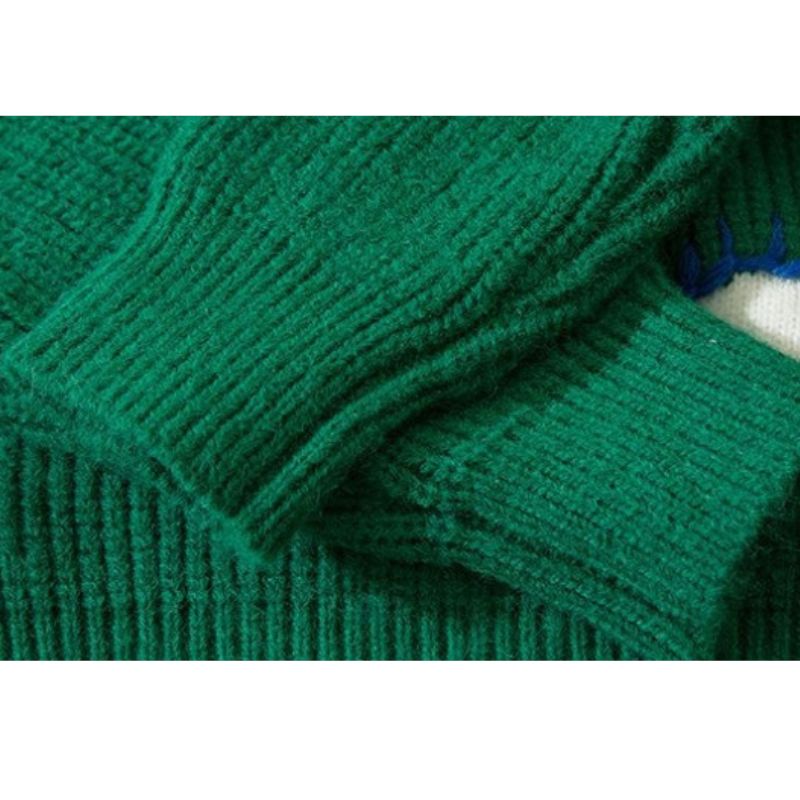 Style Core Aesthetics, New Style Trends Embroidered Patchwork Cute Short Knit Sweater Style Core Aesthetics, New Style Trends Embroidered Patchwork Cute Short Knit Sweater