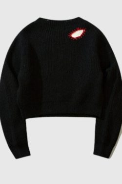 Style Core Aesthetics, New Style Trends Embroidered Patchwork Cute Short Knit Sweater