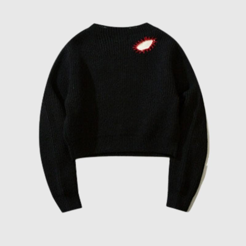 Style Core Aesthetics, New Style Trends Embroidered Patchwork Cute Short Knit Sweater Style Core Aesthetics, New Style Trends Embroidered Patchwork Cute Short Knit Sweater