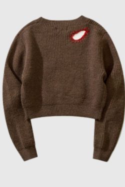 Style Core Aesthetics, New Style Trends Embroidered Patchwork Cute Short Knit Sweater