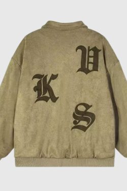 Style Core Aesthetics, New Style Trends Embroidered Suede Baseball Jacket