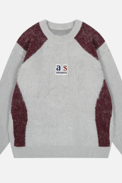 Style Core Aesthetics, New Style Trends Faux Mink Fuzzy Colorblock Sweater