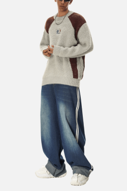 Style Core Aesthetics, New Style Trends Faux Mink Fuzzy Colorblock Sweater