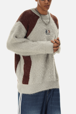 Style Core Aesthetics, New Style Trends Faux Mink Fuzzy Colorblock Sweater