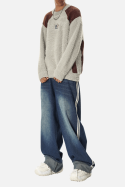 Style Core Aesthetics, New Style Trends Faux Mink Fuzzy Colorblock Sweater