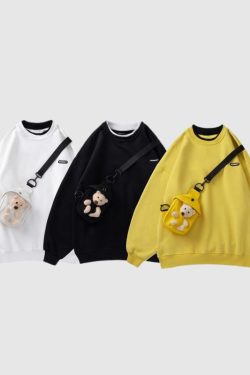 Style Core Aesthetics, New Style Trends Fleece Hoodie +Teddy Bear Bag