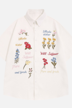 Style Core Aesthetics, New Style Trends Floral Embroidered Summer Shirt