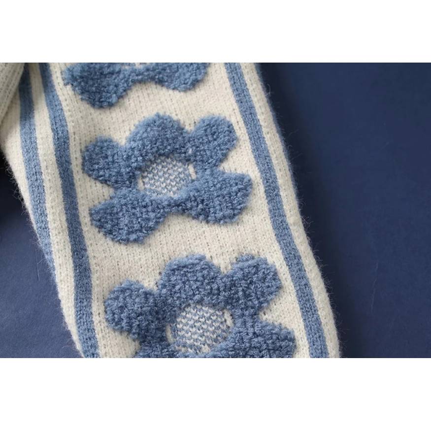 Style Core Aesthetics, New Style Trends Floral Pattern Polo-Collar Sweater Style Core Aesthetics, New Style Trends Floral Pattern Polo-Collar Sweater