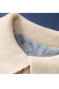 Style Core Aesthetics, New Style Trends Floral Pattern Polo-Collar Sweater