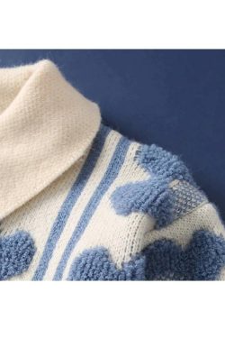 Style Core Aesthetics, New Style Trends Floral Pattern Polo-Collar Sweater