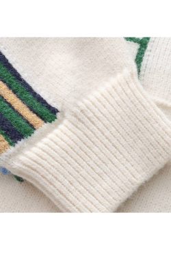 Style Core Aesthetics, New Style Trends Flower Embroidered Check Jacquard Sweater