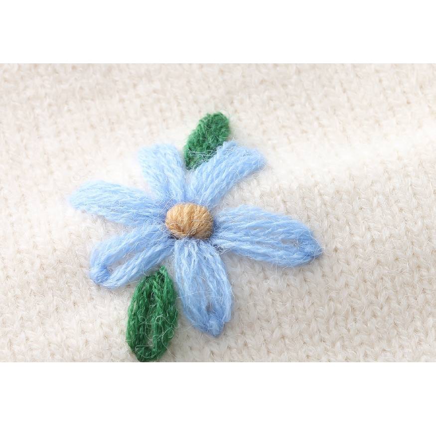 Style Core Aesthetics, New Style Trends Flower Embroidered Check Jacquard Sweater Style Core Aesthetics, New Style Trends Flower Embroidered Check Jacquard Sweater