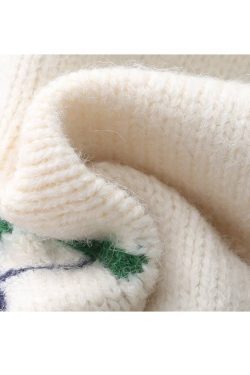 Style Core Aesthetics, New Style Trends Flower Embroidered Check Jacquard Sweater