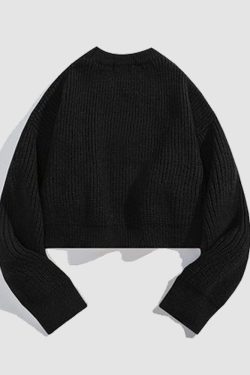 Style Core Aesthetics, New Style Trends Flower & Letter Pattern Cropped Sweater