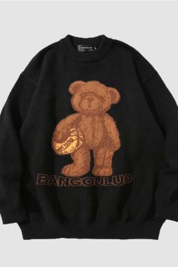 Style Core Aesthetics, New Style Trends Football Bear Sweater