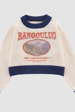 Style Core Aesthetics, New Style Trends Forest Photo Print Cropped Sweater