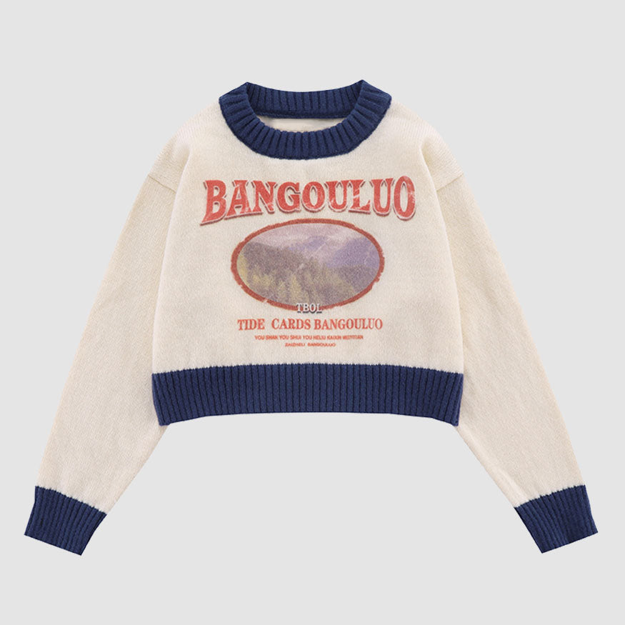 Style Core Aesthetics, New Style Trends Forest Photo Print Cropped Sweater Style Core Aesthetics, New Style Trends Forest Photo Print Cropped Sweater