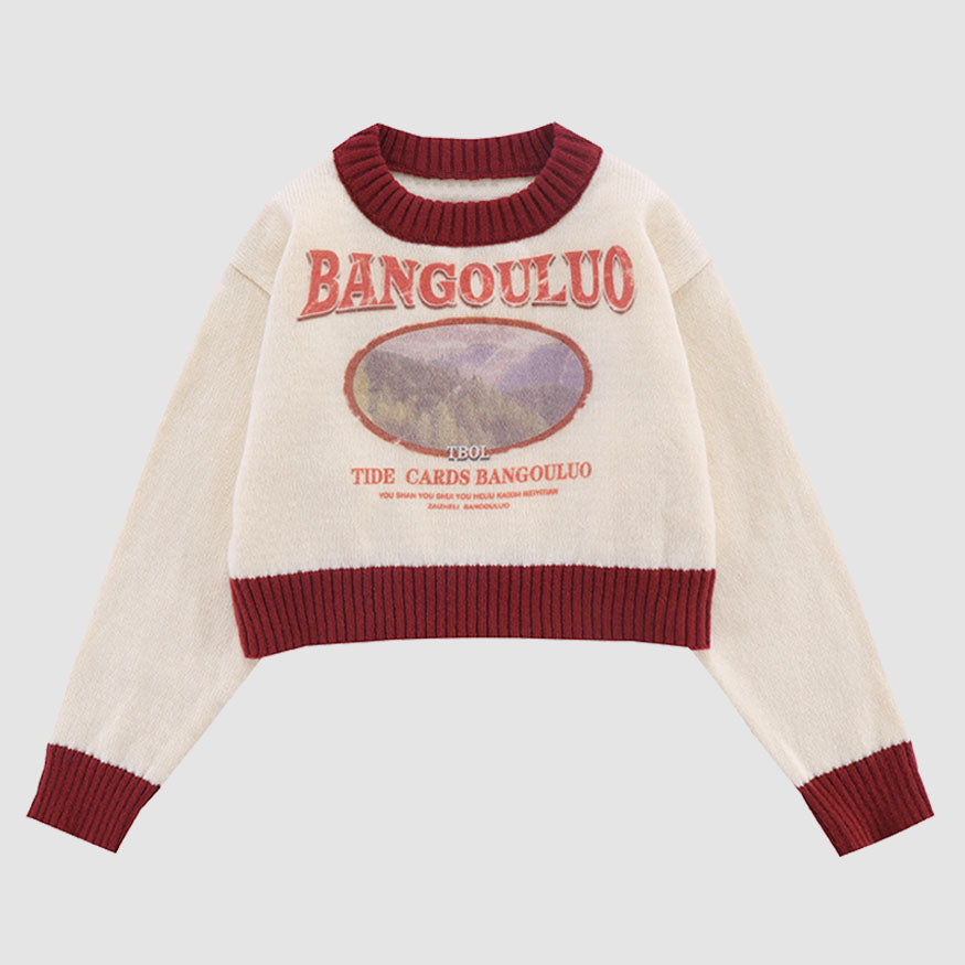 Style Core Aesthetics, New Style Trends Forest Photo Print Cropped Sweater Style Core Aesthetics, New Style Trends Forest Photo Print Cropped Sweater