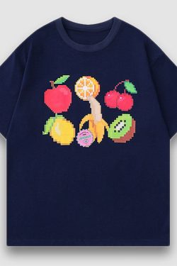 Style Core Aesthetics, New Style Trends Fruit Pixel Art Print Tee