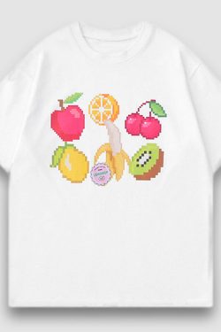 Style Core Aesthetics, New Style Trends Fruit Pixel Art Print Tee