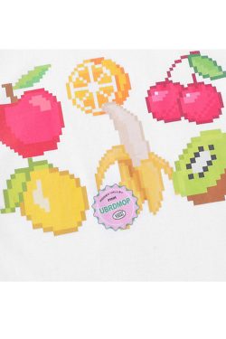Style Core Aesthetics, New Style Trends Fruit Pixel Art Print Tee