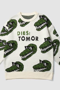 Style Core Aesthetics, New Style Trends Funny Crocodile Pattern Sweater
