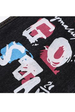 Style Core Aesthetics, New Style Trends Funny Graffiti Straight-Leg Jeans