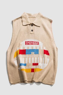 Style Core Aesthetics, New Style Trends Funny Graphic Pattern Vest Sweater
