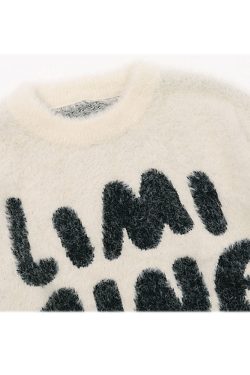 Style Core Aesthetics, New Style Trends Fuzzy Rabbit Pattern Sweater
