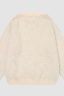 Style Core Aesthetics, New Style Trends Fuzzy Rabbit Pattern Sweater