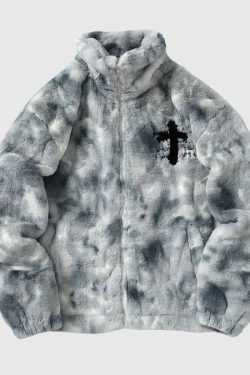 Style Core Aesthetics, New Style Trends Fuzzy Tie-Dye Sherpa Padded Jacket