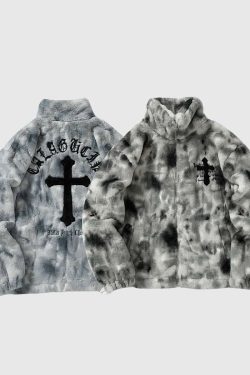 Style Core Aesthetics, New Style Trends Fuzzy Tie-Dye Sherpa Padded Jacket