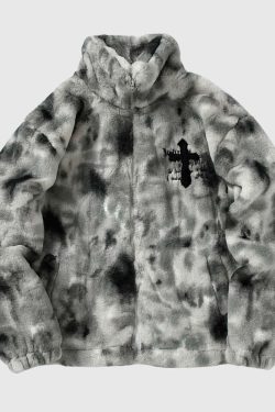 Style Core Aesthetics, New Style Trends Fuzzy Tie-Dye Sherpa Padded Jacket
