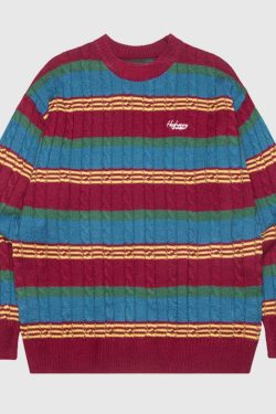 Style Core Aesthetics, New Style Trends Geometric Print Colorblock Sweater