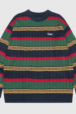 Style Core Aesthetics, New Style Trends Geometric Print Colorblock Sweater