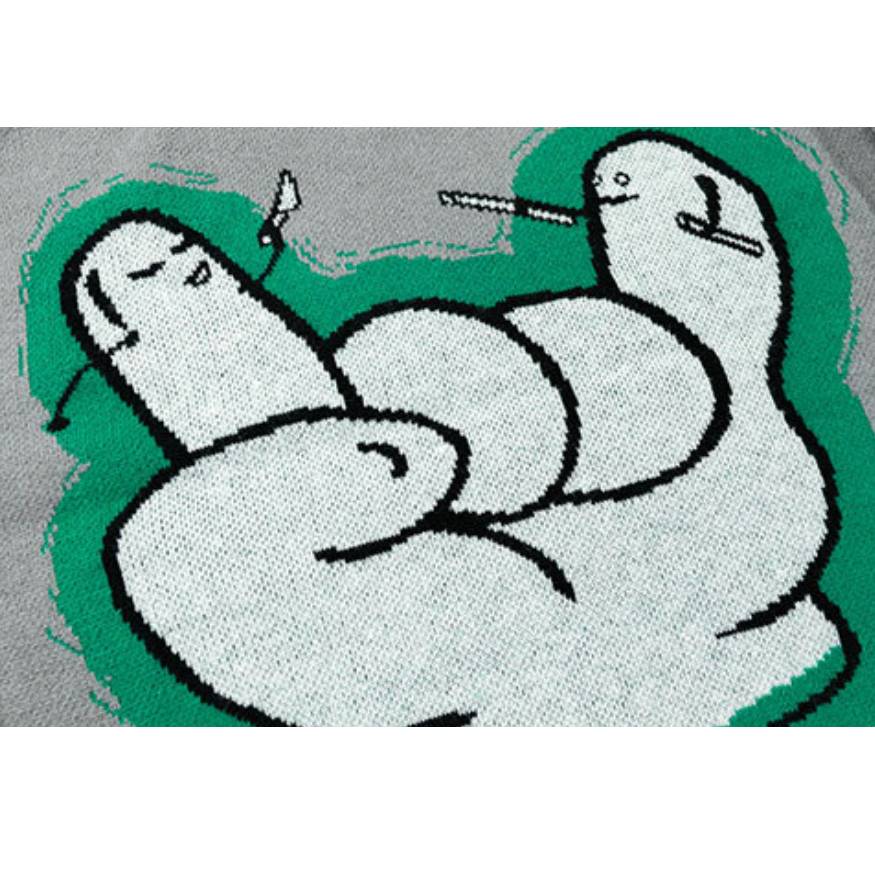 Style Core Aesthetics, New Style Trends Gesture Print Knitted Sweater Style Core Aesthetics, New Style Trends Gesture Print Knitted Sweater