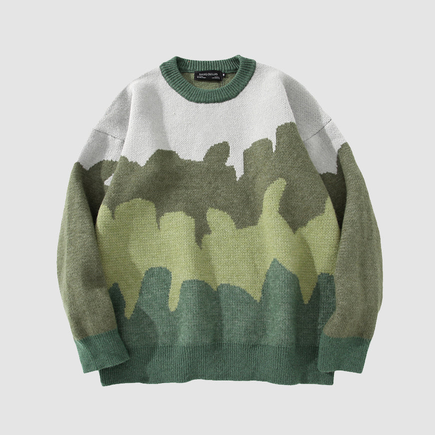Style Core Aesthetics, New Style Trends Gradient Camouflage Striped Sweater Style Core Aesthetics, New Style Trends Gradient Camouflage Striped Sweater