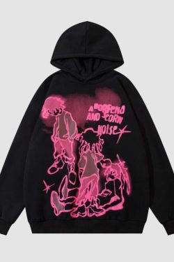 Style Core Aesthetics, New Style Trends Graffiti Line Person Pattern Printed Hoodies