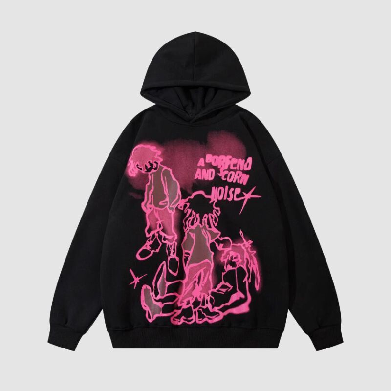 Style Core Aesthetics, New Style Trends Graffiti Line Person Pattern Printed Hoodies Style Core Aesthetics, New Style Trends Graffiti Line Person Pattern Printed Hoodies