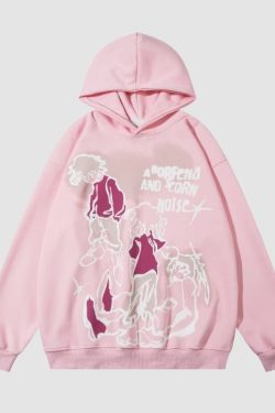 Style Core Aesthetics, New Style Trends Graffiti Line Person Pattern Printed Hoodies